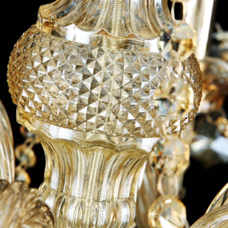 Lustre en verre léger de bougie de luxe traditionnelle avec décoration en cristal