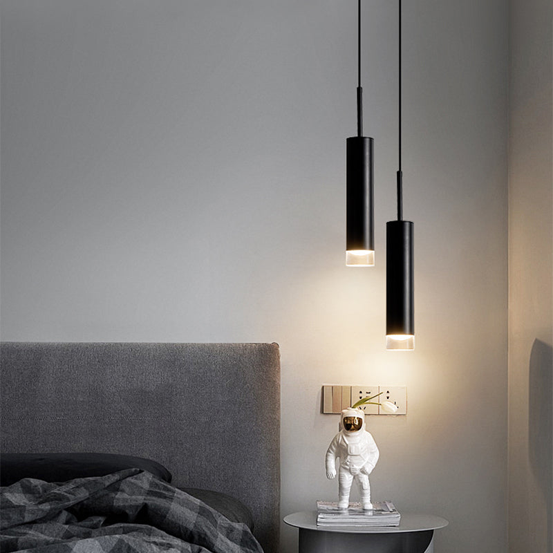 Lampe suspendue à LED cylindroïde en aluminium dans la simplicité moderne pendentif acrylique pour les espaces intérieurs