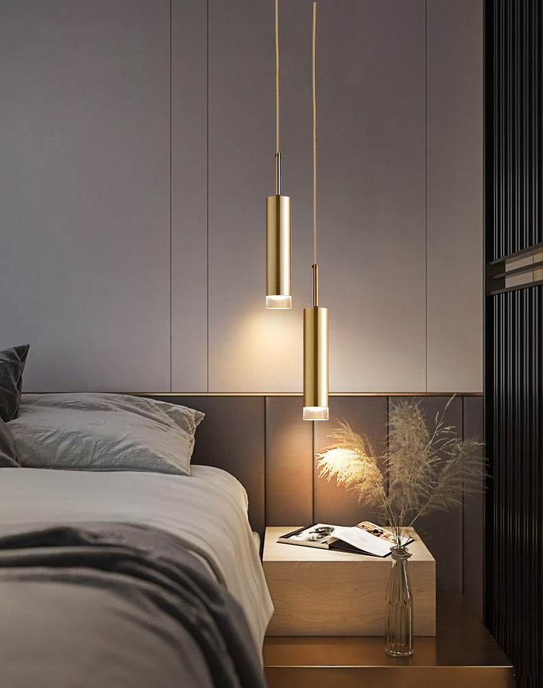 Lampe suspendue à LED cylindroïde en aluminium dans la simplicité moderne pendentif acrylique pour les espaces intérieurs