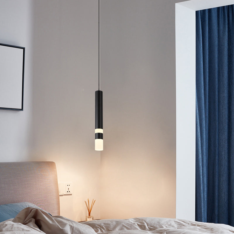 Luce cilindrica a led cilindrica luce nella moderna semplicità in alluminio lampada sospesa con ombra acrilica