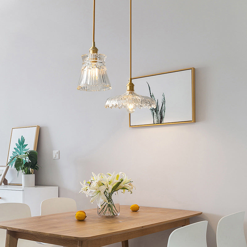 Kit di luce sospesa industriale in vetro trasparente a 1 luci a 1 lutto Luce per sala da pranzo