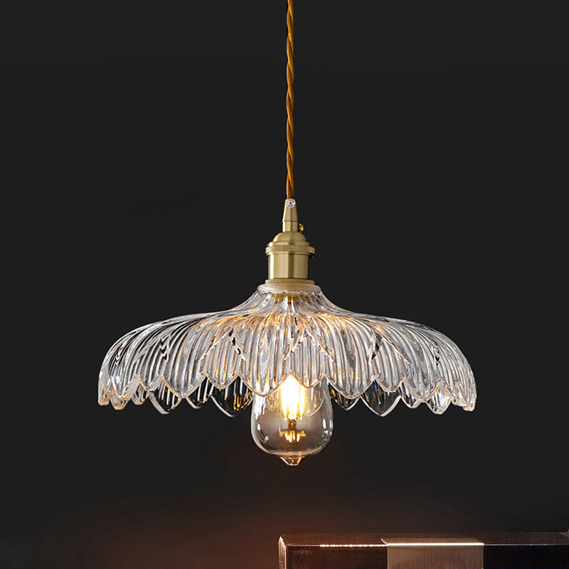 Kit di luce sospesa industriale in vetro trasparente a 1 luci a 1 lutto Luce per sala da pranzo