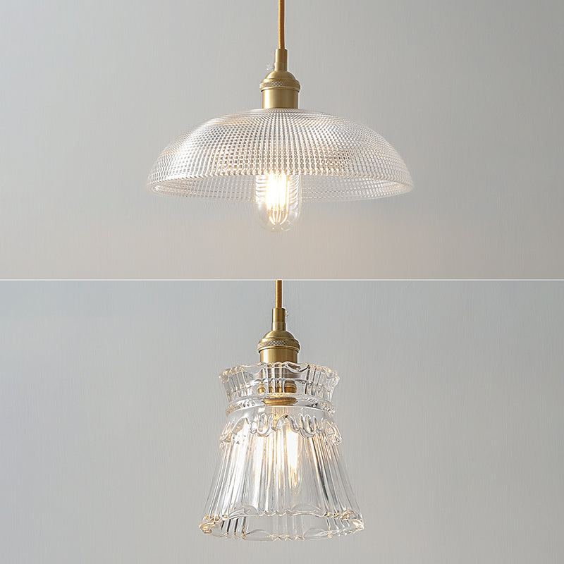 Kit di luce sospesa industriale in vetro trasparente a 1 luci a 1 lutto Luce per sala da pranzo