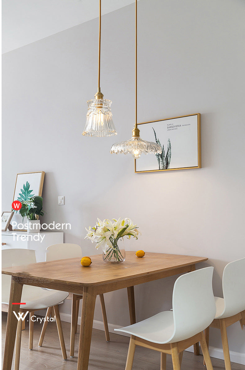 Kit di luce sospesa industriale in vetro trasparente a 1 luci a 1 lutto Luce per sala da pranzo