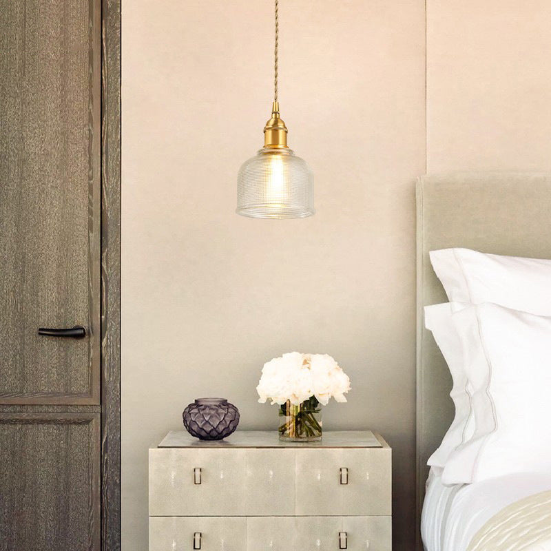 Glass Industrial Pendant Light 1-Light Hanging Ceiling Light for Bedroom