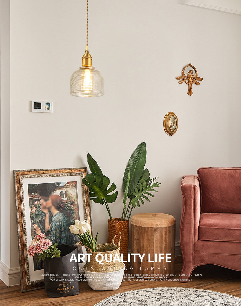 Glass Industrial Pendant Light 1-Light Hanging Ceiling Light for Bedroom