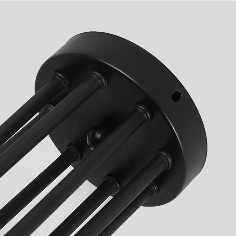 Black Sputnik Semi Flush Monte en estilo de techo de hierro forjado de estilo retro industrial para sala de estar