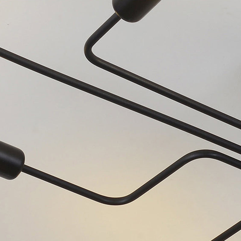 Black Sputnik Semi Flush Monte en estilo de techo de hierro forjado de estilo retro industrial para sala de estar