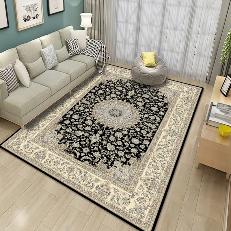 Alfombra vintage de la sala de estar marina Medallón de la alfombra del poliéster alfombra interior lavable