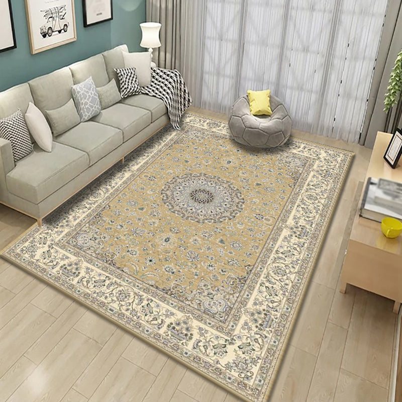 Alfombra vintage de la sala de estar marina Medallón de la alfombra del poliéster alfombra interior lavable