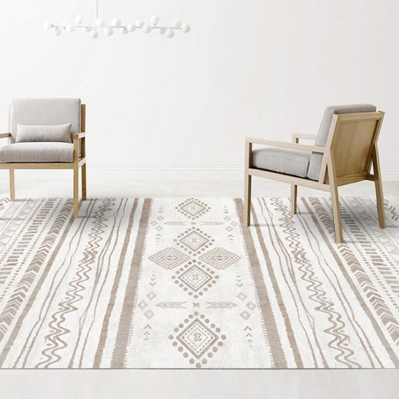 Rapis de zone de motif américain blanc Polyester Bohemian Area Tapis tapis sans glissement pour le salon