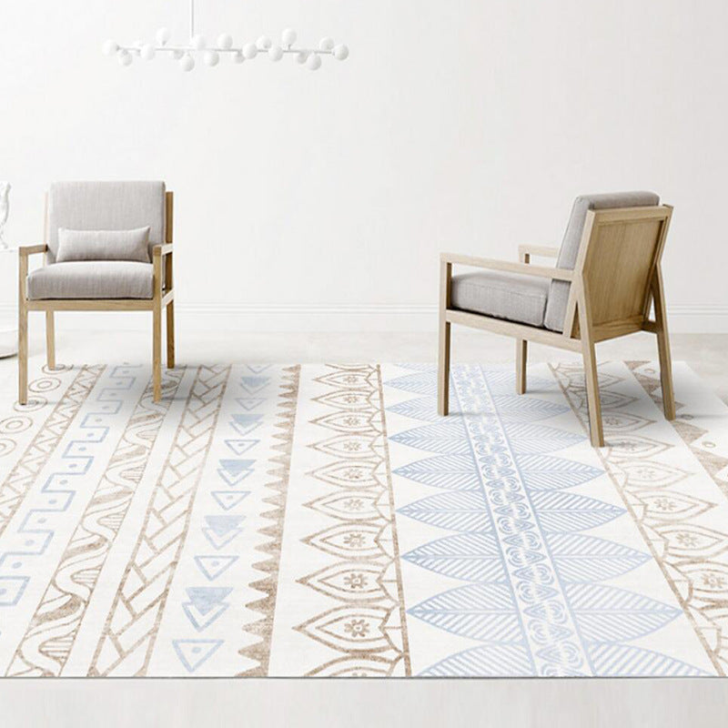 Rapis de zone de motif américain blanc Polyester Bohemian Area Tapis tapis sans glissement pour le salon