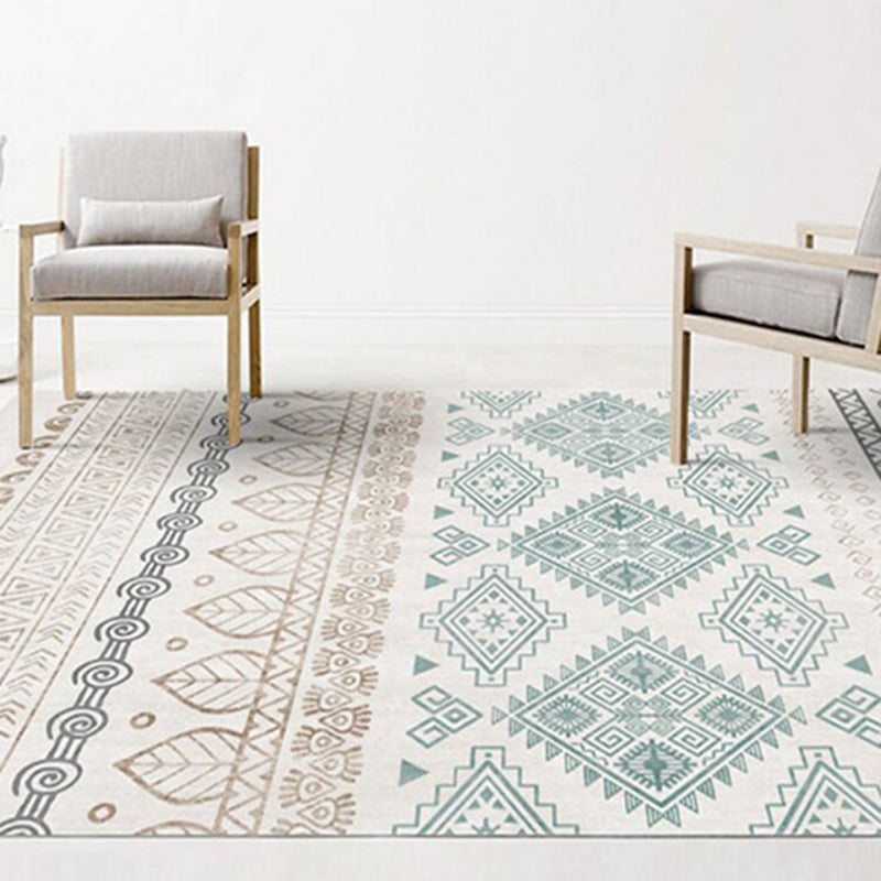 Rapis de zone de motif américain blanc Polyester Bohemian Area Tapis tapis sans glissement pour le salon