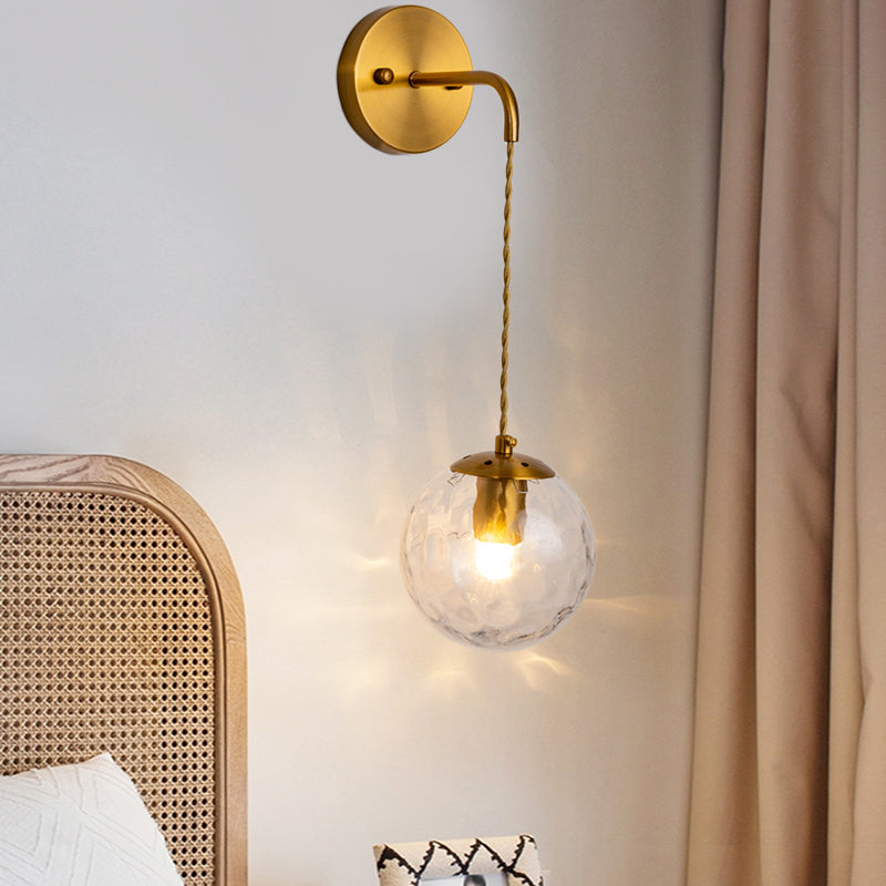 1 head rotondo con applique contemporanea chiara in vetro soffiato lampada montata a parete in oro