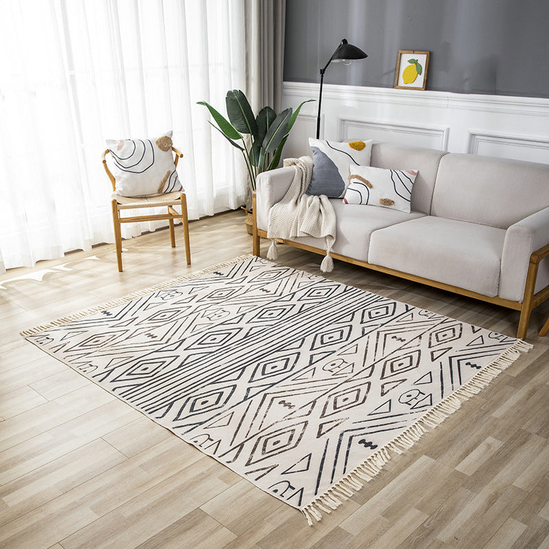 Tapis de salon beige Bohemian Americana Print Rug Polyester Not Slip Area Tapet