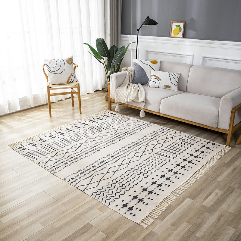 Tapis de salon beige Bohemian Americana Print Rug Polyester Not Slip Area Tapet