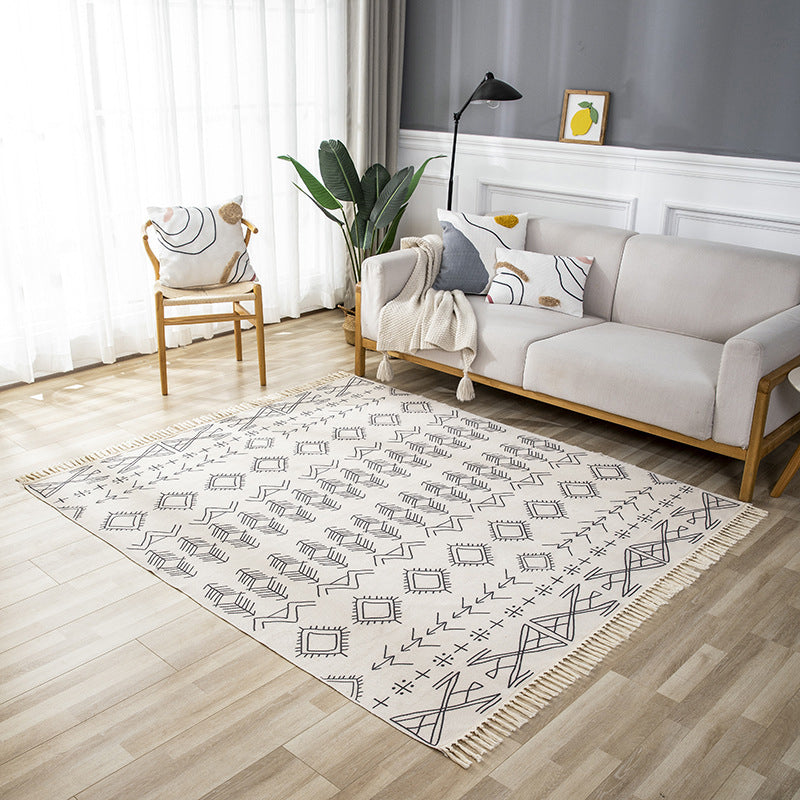 Tapis de salon beige Bohemian Americana Print Rug Polyester Not Slip Area Tapet