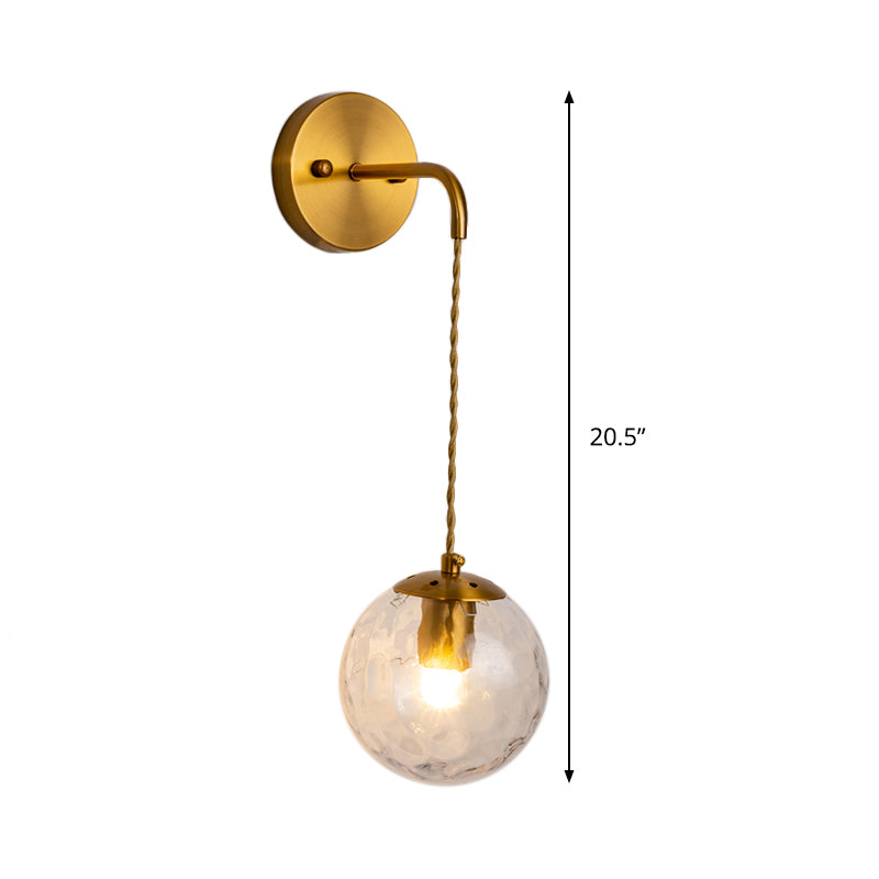 1 head rotondo con applique contemporanea chiara in vetro soffiato lampada montata a parete in oro