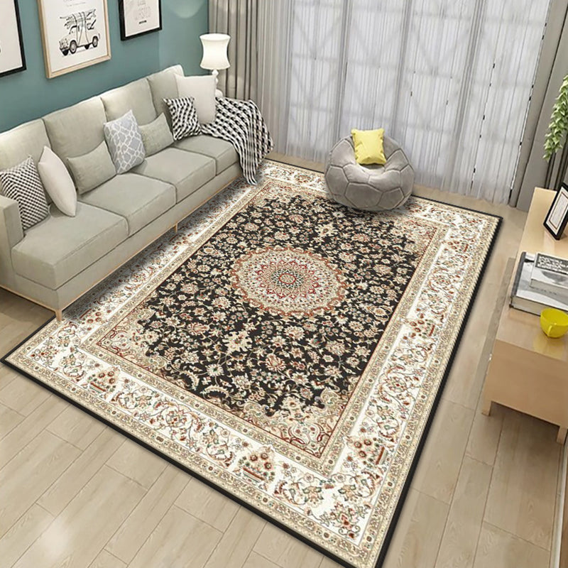 Rotmedaillon Teppich Polyester Vintage Indoor Teppich Nicht-Split-Gebiet Teppich für Wohnkultur