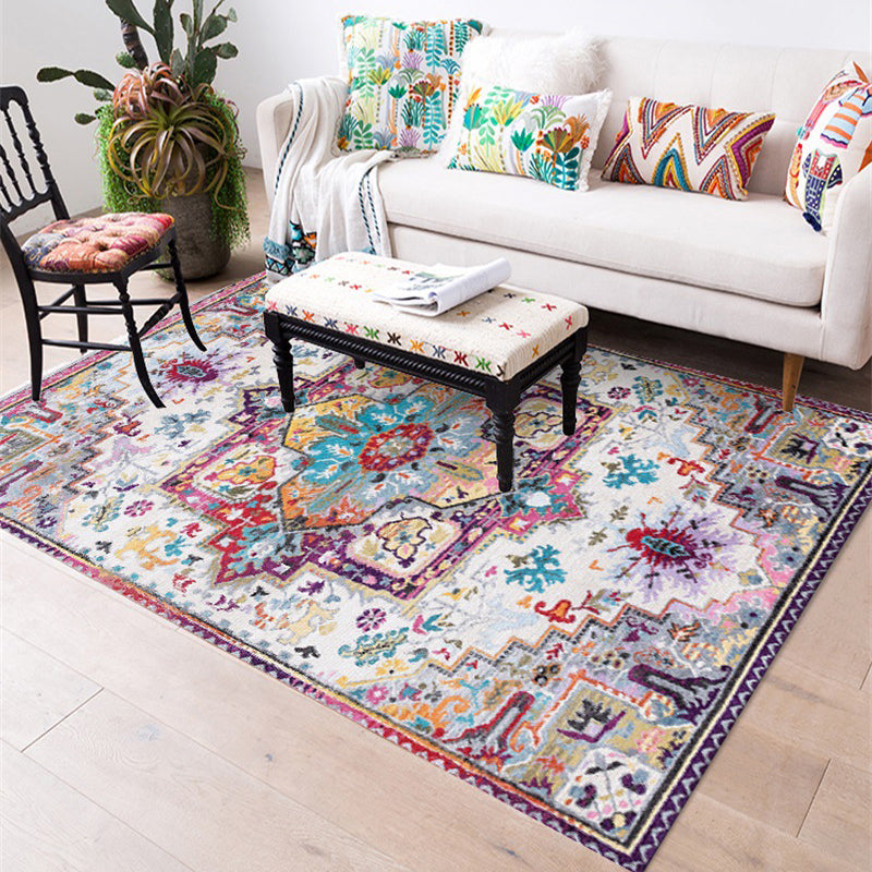 Blue Americana Pattern Carpet Polyester Bohemian Area Rug Anti-Slip Washable Rug for Bedroom