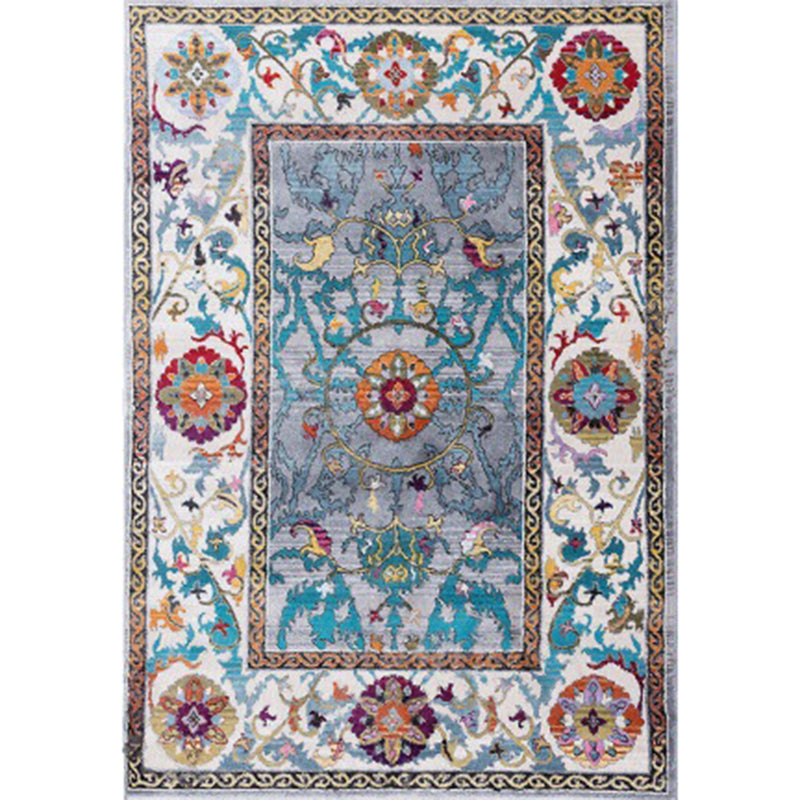 Blue Americana Pattern Carpet Polyester Bohemian Area Rug Anti-Slip Washable Rug for Bedroom