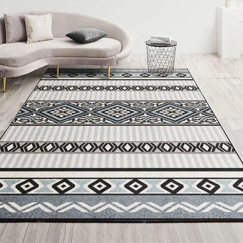 Bohemian Tribal Totem Rug Retro Polyester Carpet Stain Resistant Area Rug for Living Room