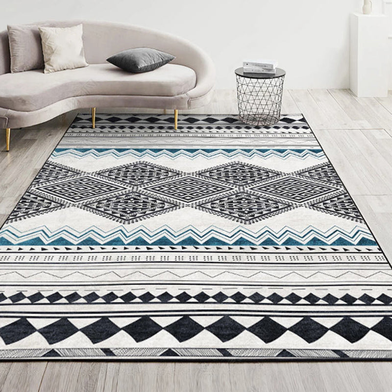 Bohemian Tribal Totem Rug Retro Polyester Carpet Stain Resistant Area Rug for Living Room
