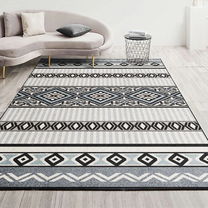 Bohemian Tribal Totem Rug Retro Polyester Carpet Stain Resistant Area Rug for Living Room