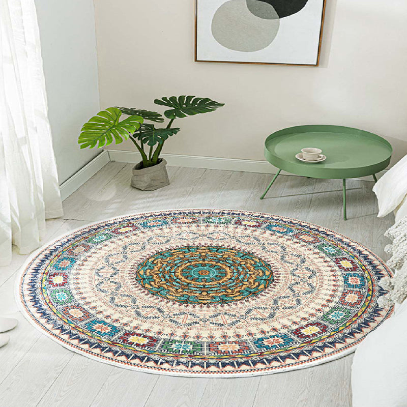 Ausgefallener Marokko -Gebiet Teppich Beige Stammesmuster Teppich Färbung resistenter Innenteppich für Wohnkultur