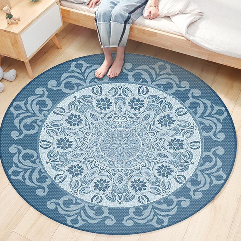 Bohemian Americana Pattern Area Rug Red Polyester Area Carpet Stain Resistant Rug for Home Decor