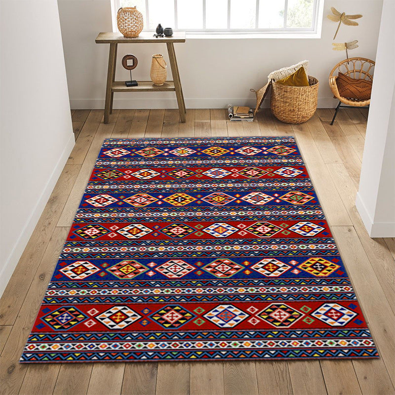 Bohemian Multicolor Carpet Polyester Area Carpet Stain Resistant Rug for Living Room