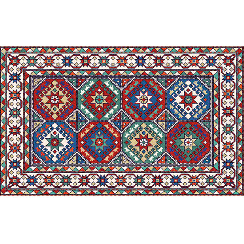 Bohemian Multicolor Carpet Polyester Area Carpet Stain Resistant Rug for Living Room