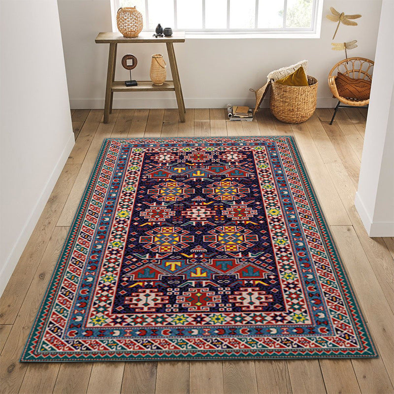 Bohemian Multicolor Carpet Polyester Area Carpet Stain Resistant Rug for Living Room