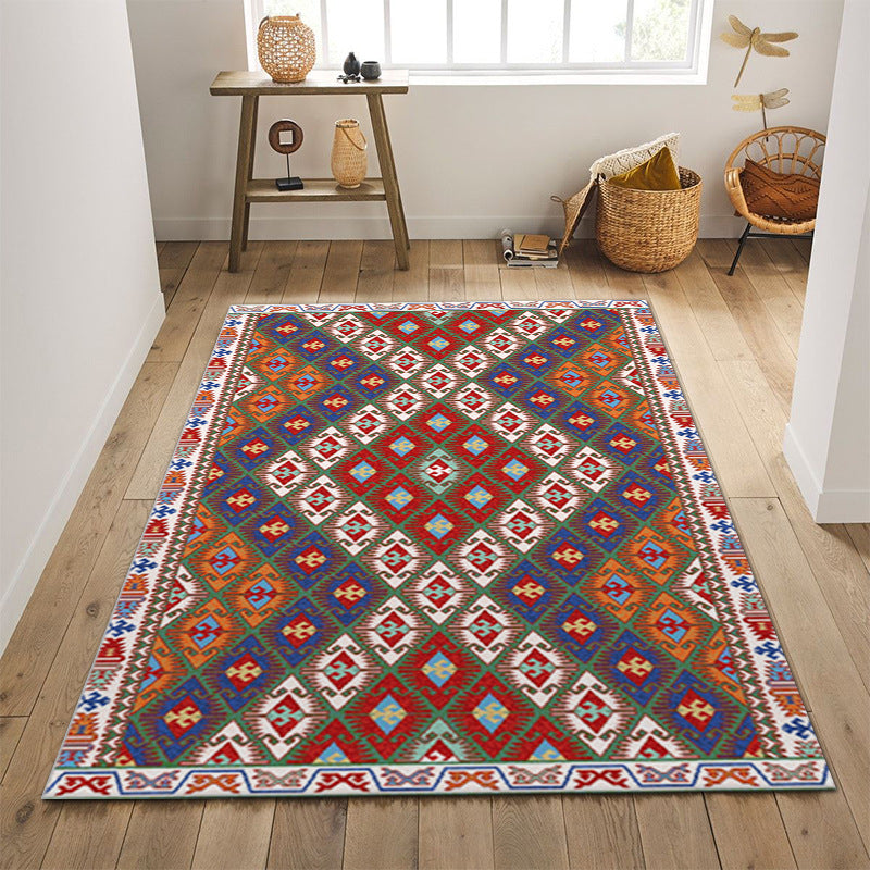 Bohemian Multicolor Carpet Polyester Area Carpet Stain Resistant Rug for Living Room