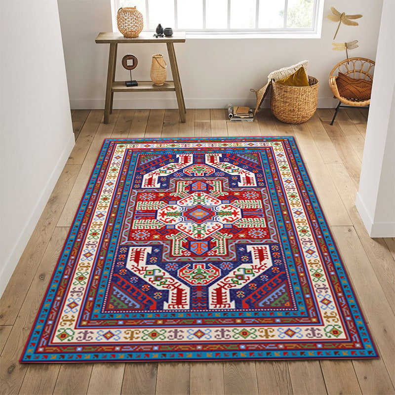 Bohemian Multicolor Carpet Polyester Area Carpet Stain Resistant Rug for Living Room