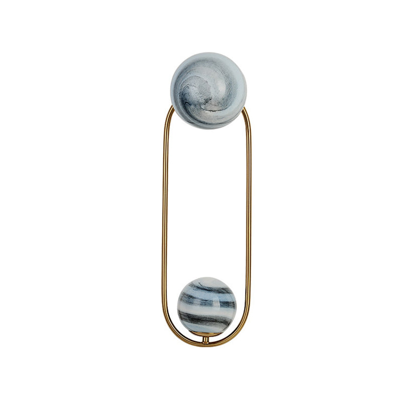 Oval Wall Lighting Modernism Metal 2 Bulbs Gold Sconce Light Fixture for Living Room