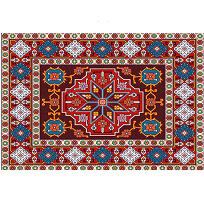 Bohemian Multicolor Carpet Polyester Area Carpet Stain Resistant Rug for Living Room