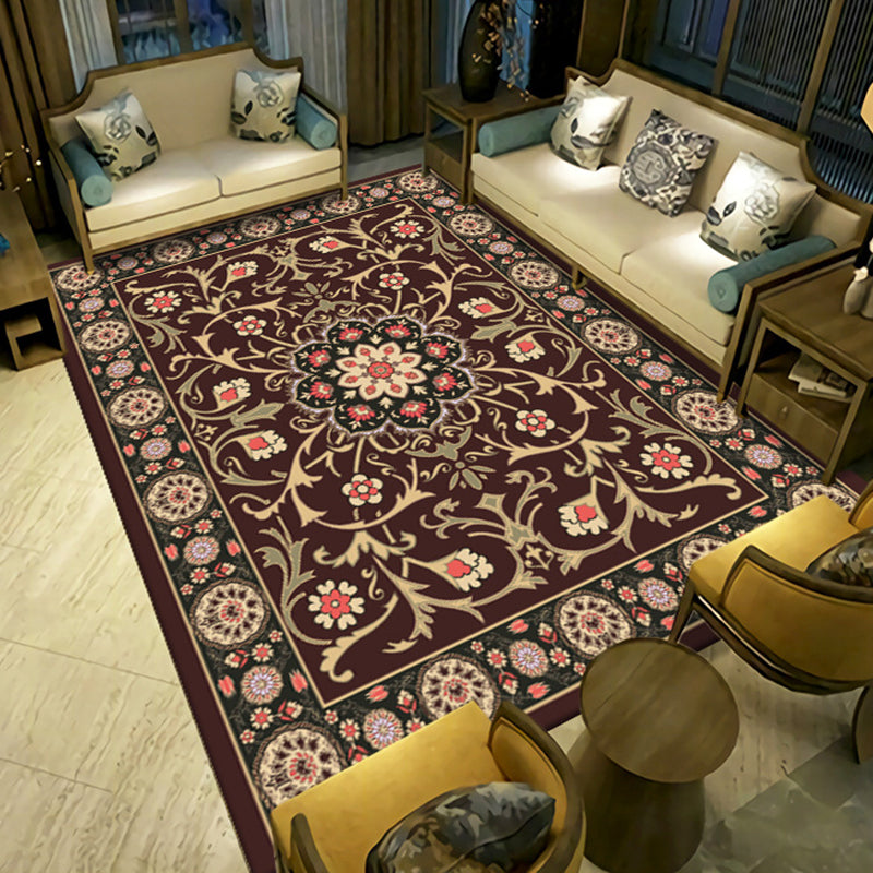 Retro Tribal Classicism Carpet Polyester Rug Stain Resistant Indoor Carpet for Home Decoration