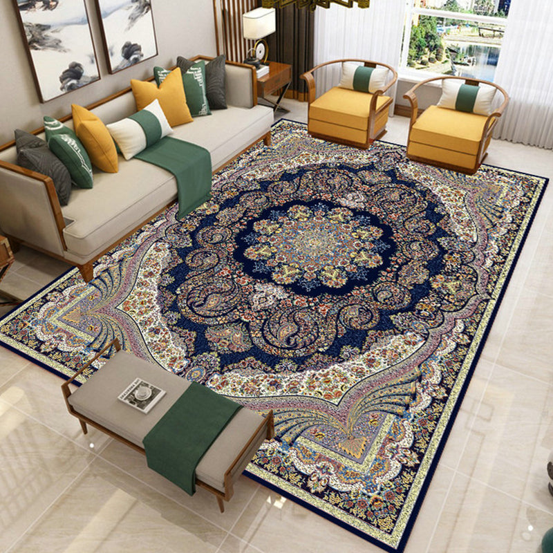 Morocco Living Room Area Carpet Tribal Pattern Polyester Area Rug Grey Non-Slip Washable Rug