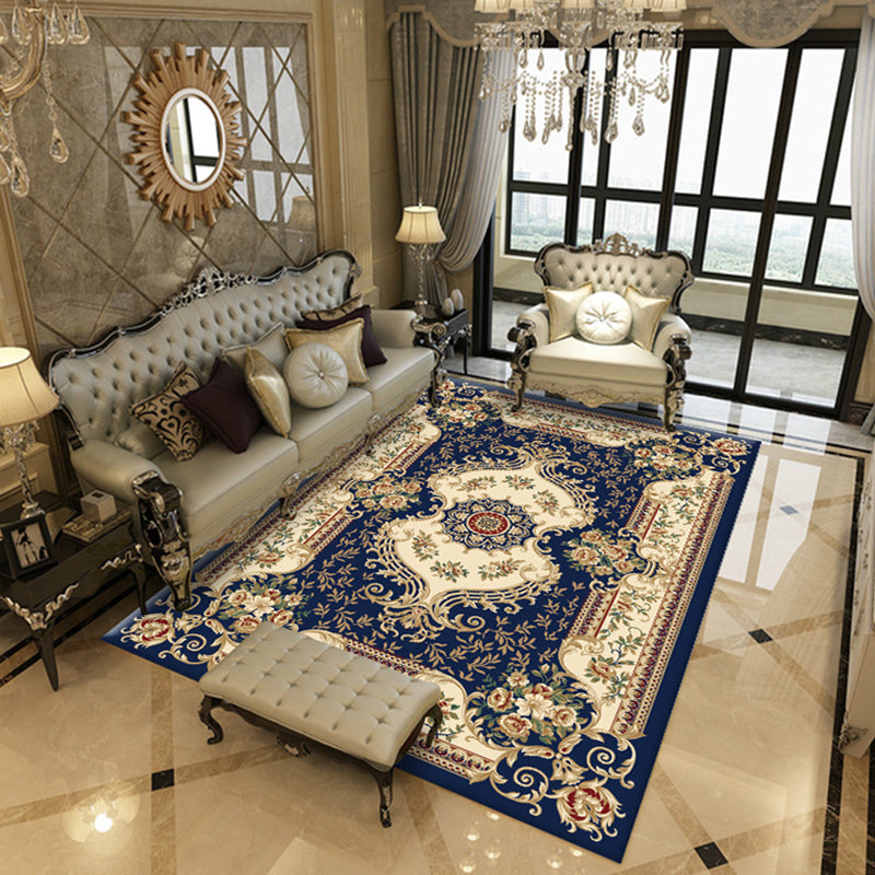 Traditional Tribal Pattern Rug Polyester Indoor Carpet Non-Slip Backing Area Rug for Living Room