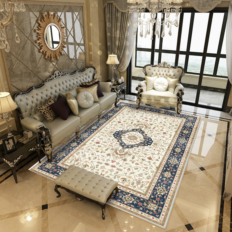 Traditional Tribal Pattern Rug Polyester Indoor Carpet Non-Slip Backing Area Rug for Living Room