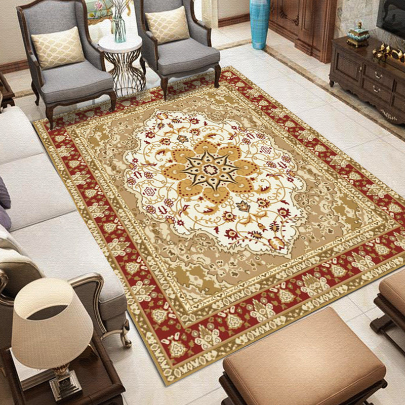 Moroccan Medallion Print Carpet Nostalgia Carpet Polyester Stain Resistant Carpet for Home Decor