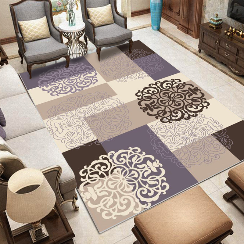 Moroccan Medallion Print Carpet Nostalgia Carpet Polyester Stain Resistant Carpet for Home Decor