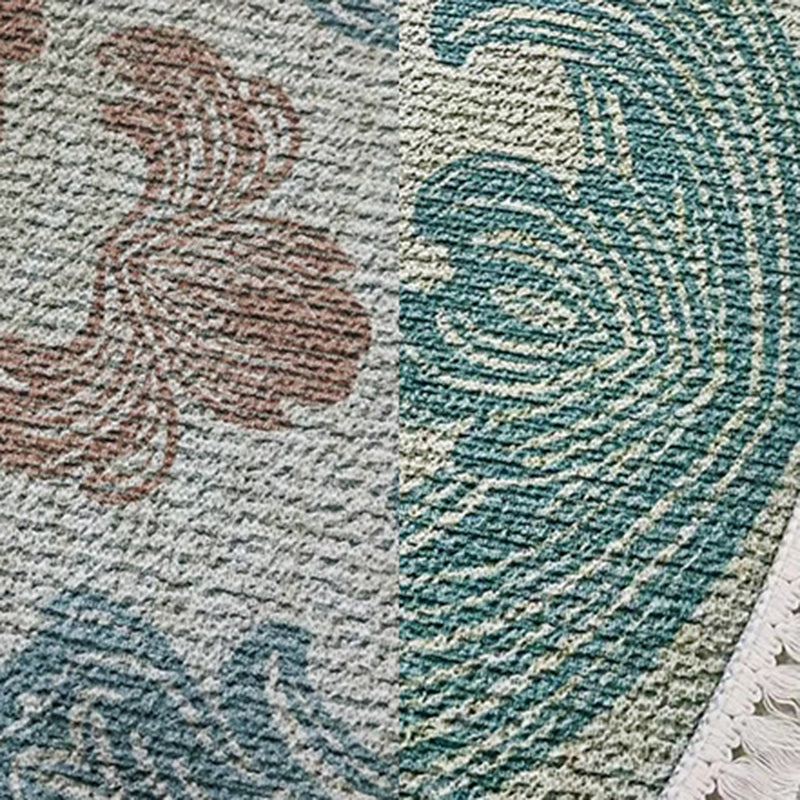 Rund traditioneller Teppich mehrfarbiger Teppichpolyester Nicht-Rutsch-Rückschlagteppich für Wohnzimmer