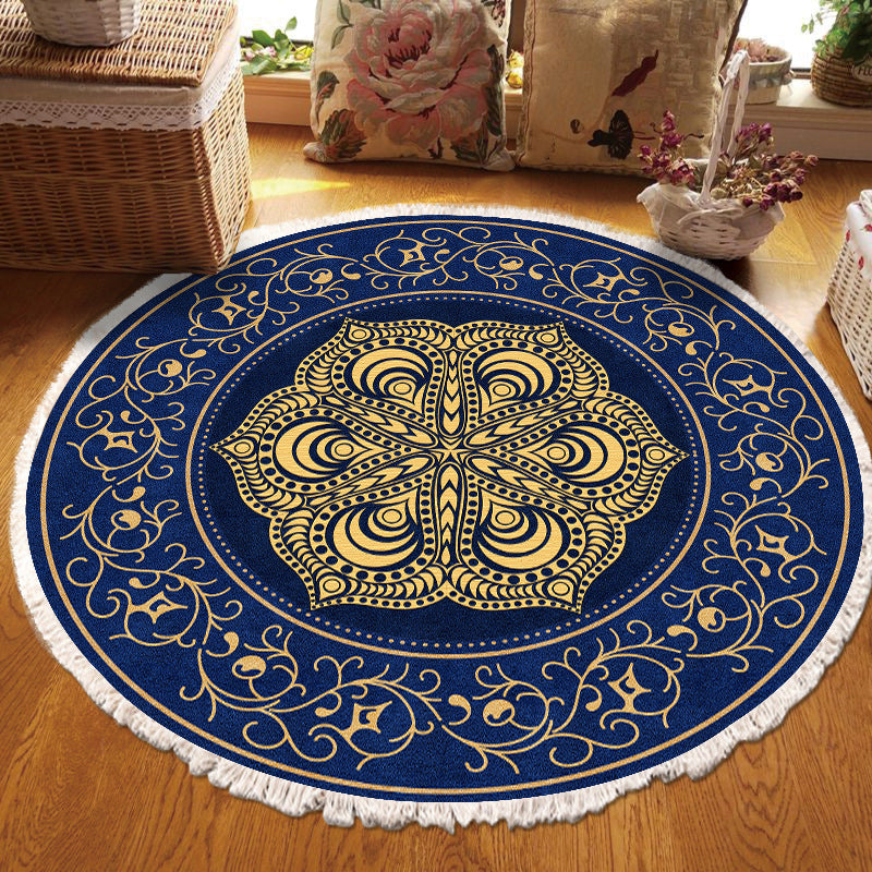 Rund traditioneller Teppich mehrfarbiger Teppichpolyester Nicht-Rutsch-Rückschlagteppich für Wohnzimmer