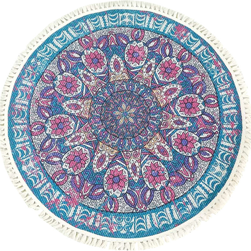 Rund traditioneller Teppich mehrfarbiger Teppichpolyester Nicht-Rutsch-Rückschlagteppich für Wohnzimmer