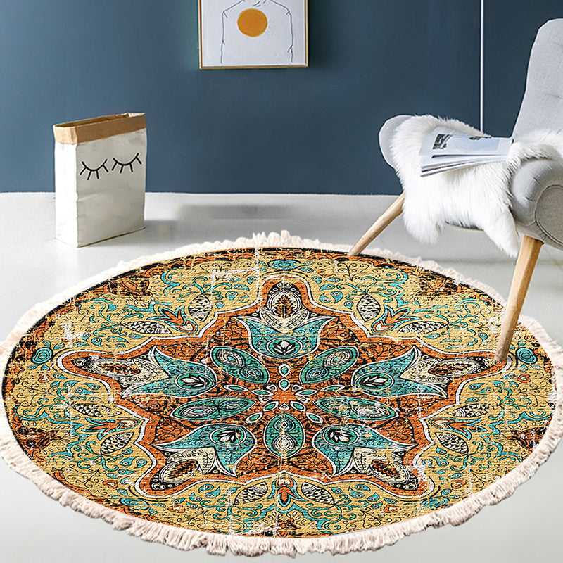 Mehrfarbiger Wohnzimmer rund Teppich Nostalgie-Teppichpolyester Teppich mit Rutschtraining