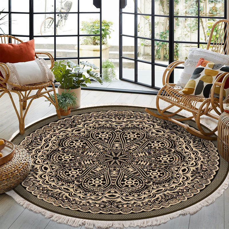 Mehrfarbiger Wohnzimmer rund Teppich Nostalgie-Teppichpolyester Teppich mit Rutschtraining