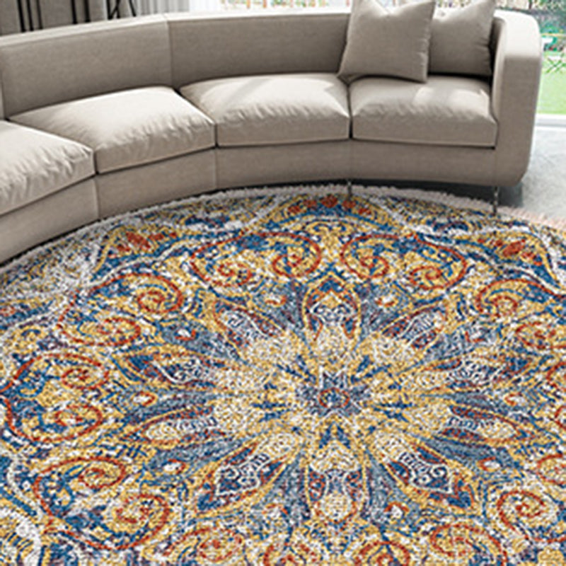 Mehrfarbiger Wohnzimmer rund Teppich Nostalgie-Teppichpolyester Teppich mit Rutschtraining