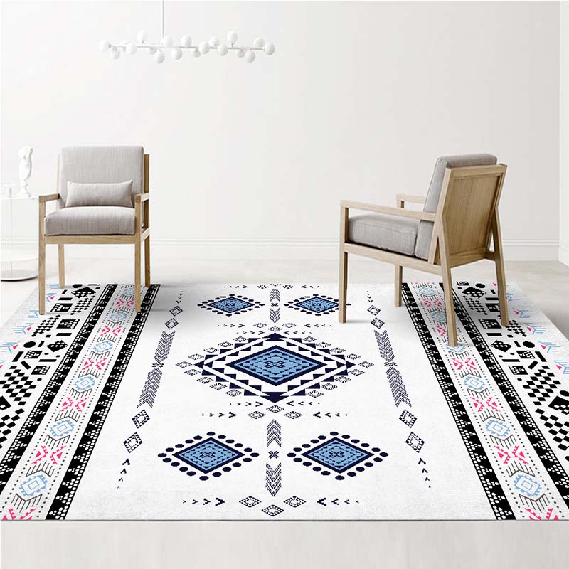 Boho-Chic Harlequin Print Carpet Polyester Indoor Carpet Non-Slip Backing Rug for Living Room